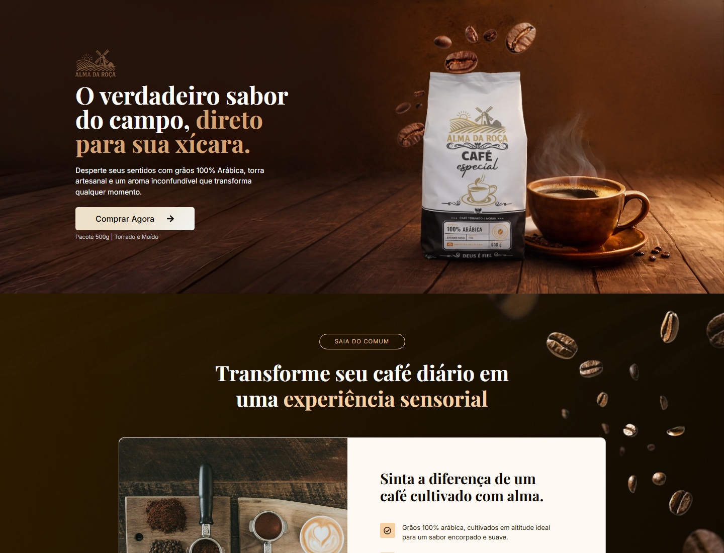 Landing page Alma da Roça