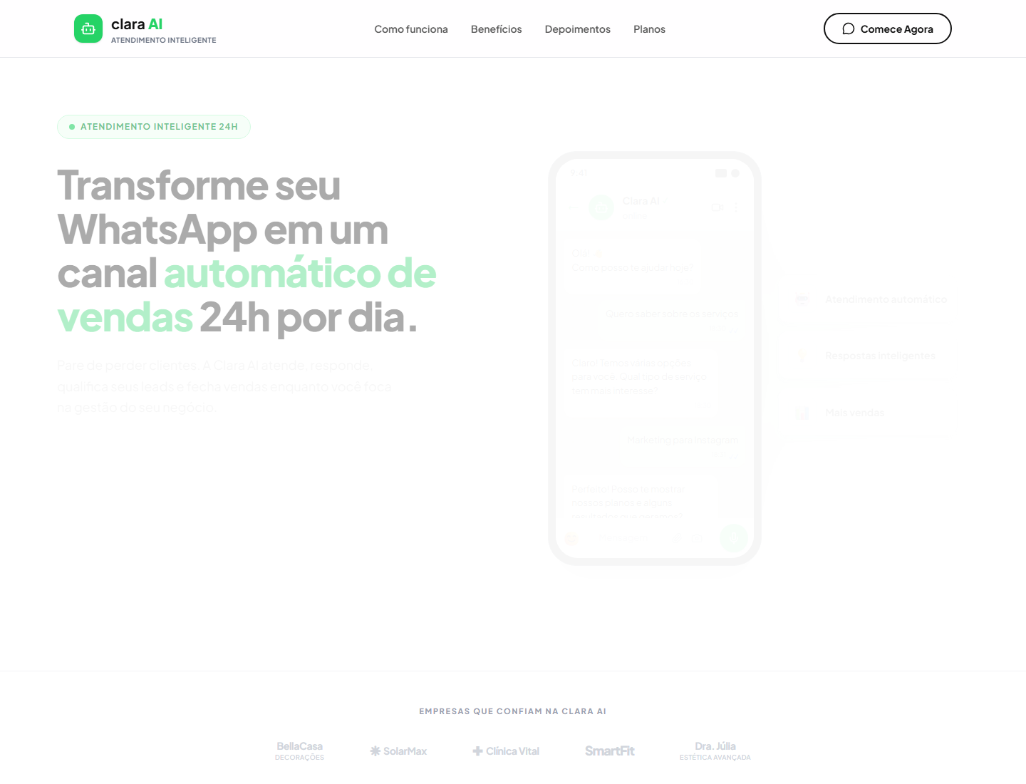 Landing page Clara AI