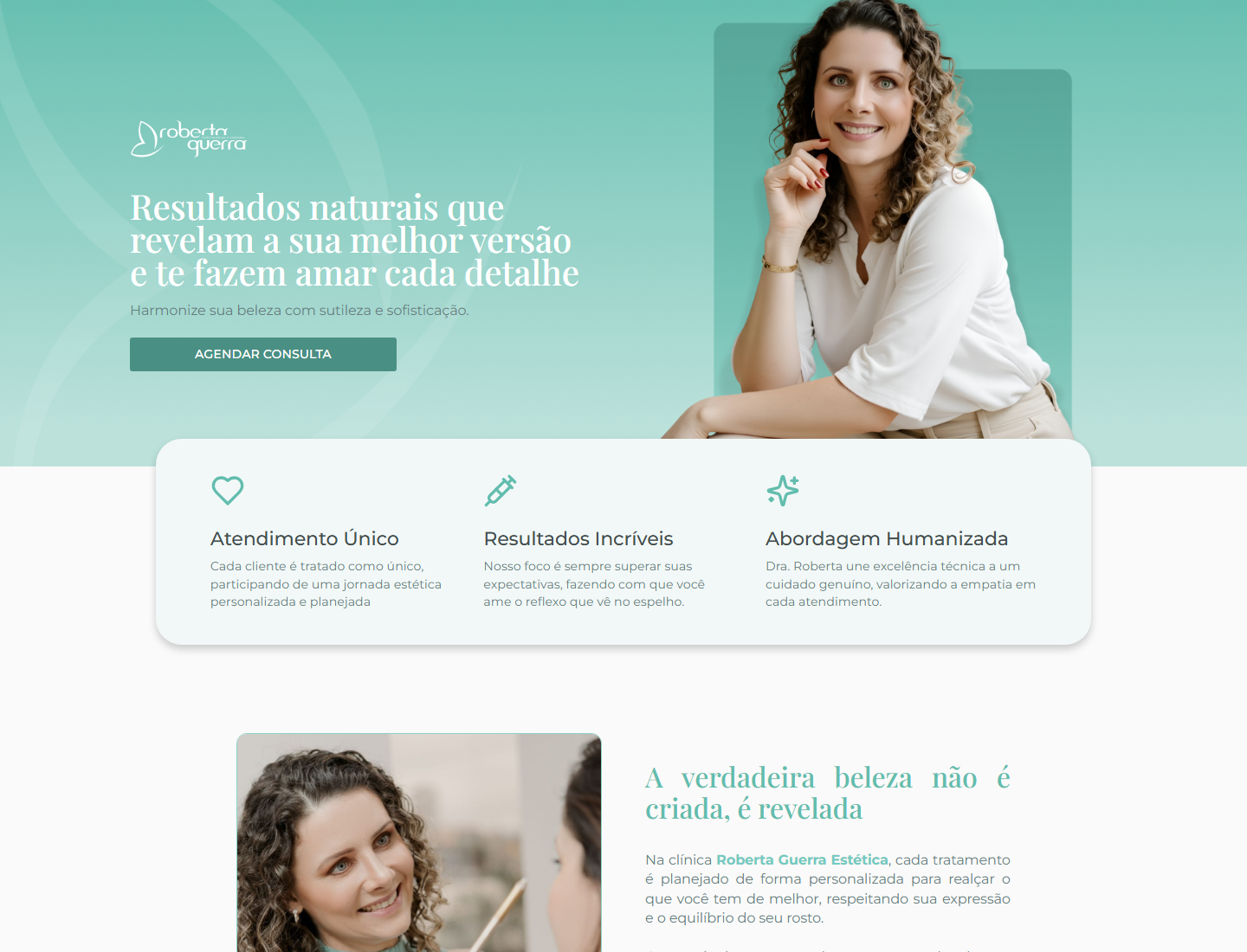 Screenshot da landing page Roberta Guerra Estética