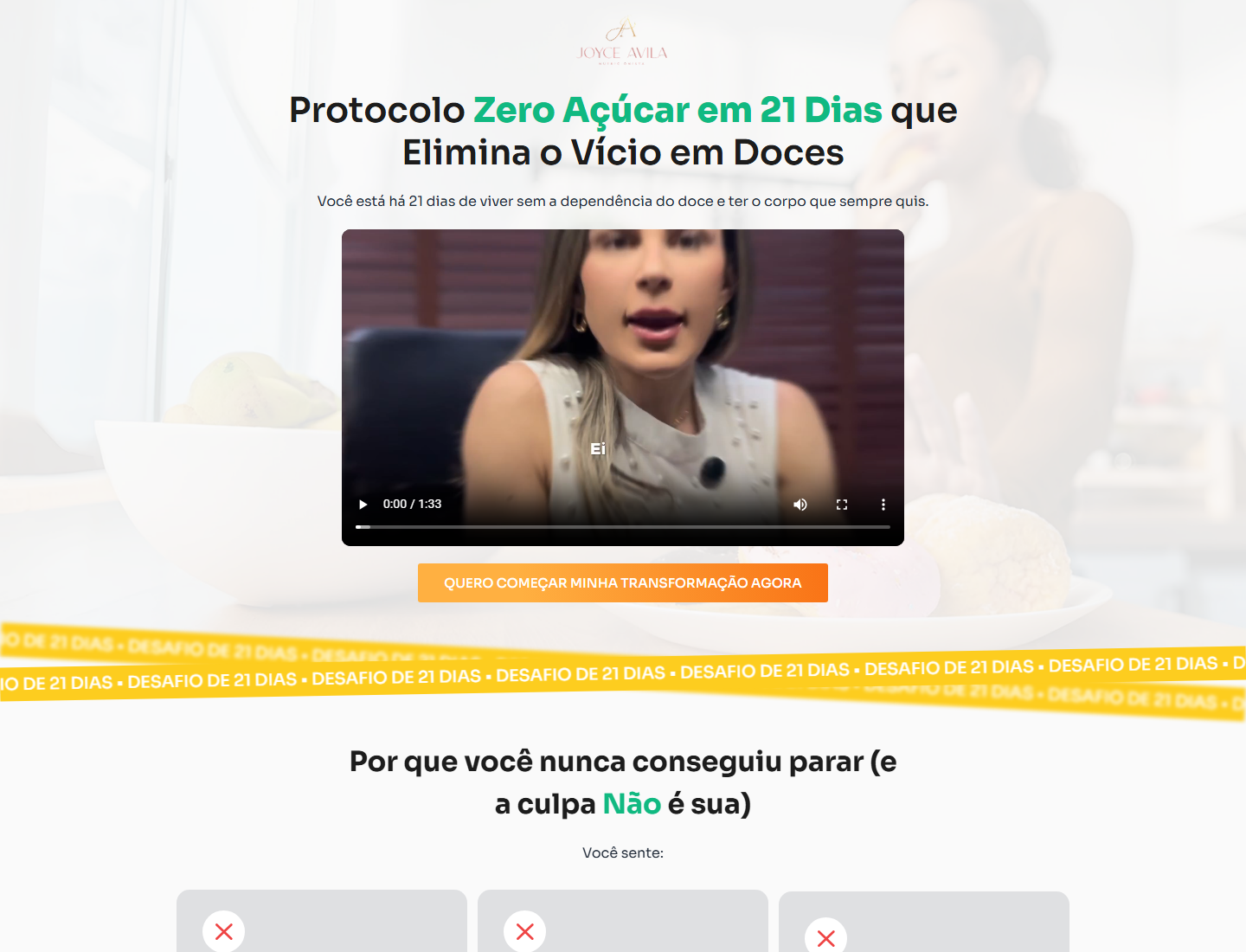 Landing page Zero Açúcar em 21 Dias